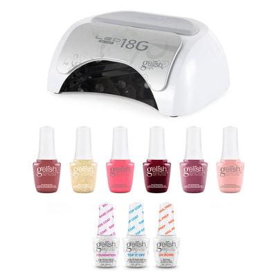 Gelish Manicure Kit w/ 18G LED Curing Light, Terrific Trio & Passion Polishes - VMInnovations