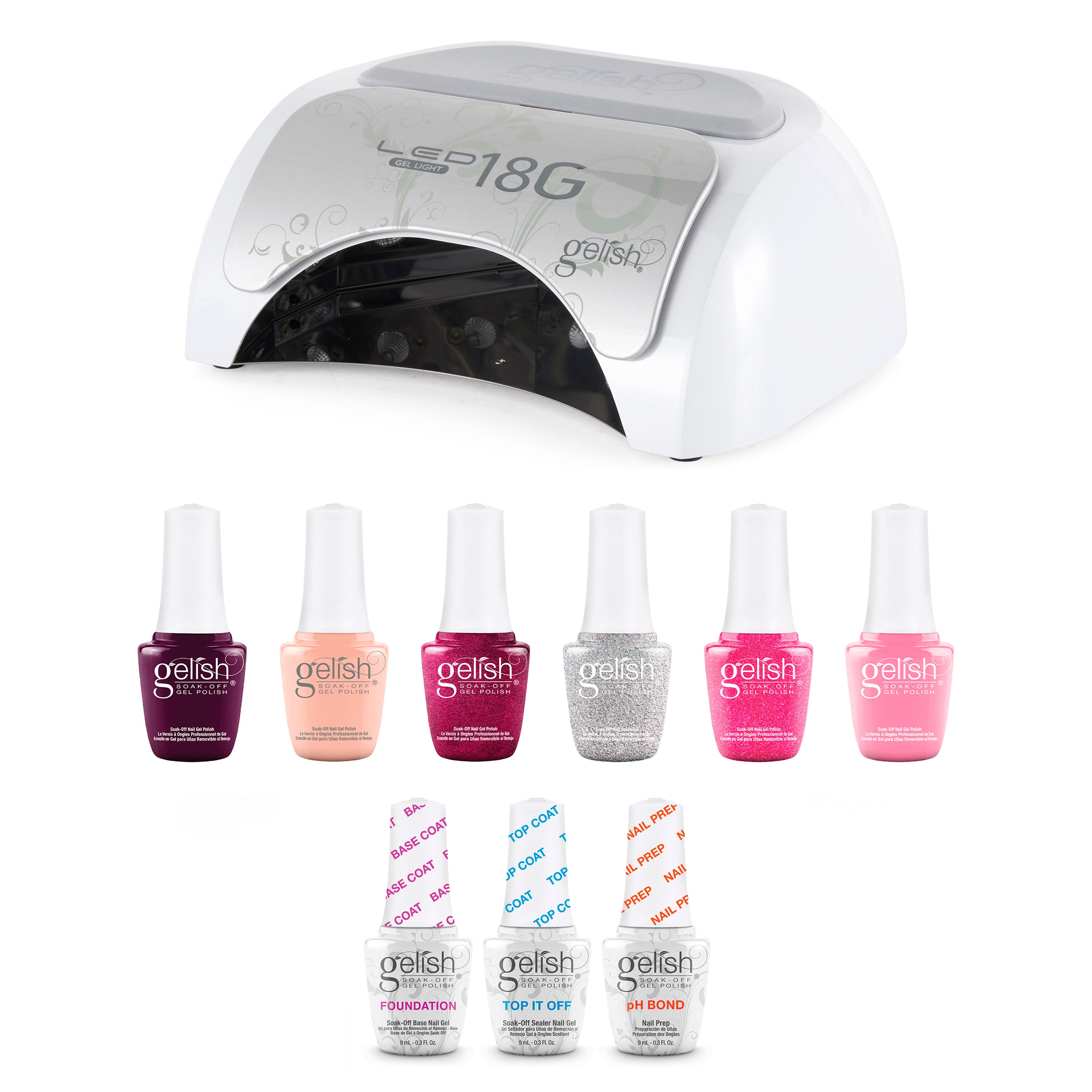 Gelish Nail Polish Dryer LED Lamp & Forever Fabulous Soak Off Gel Polish Set - VMInnovations
