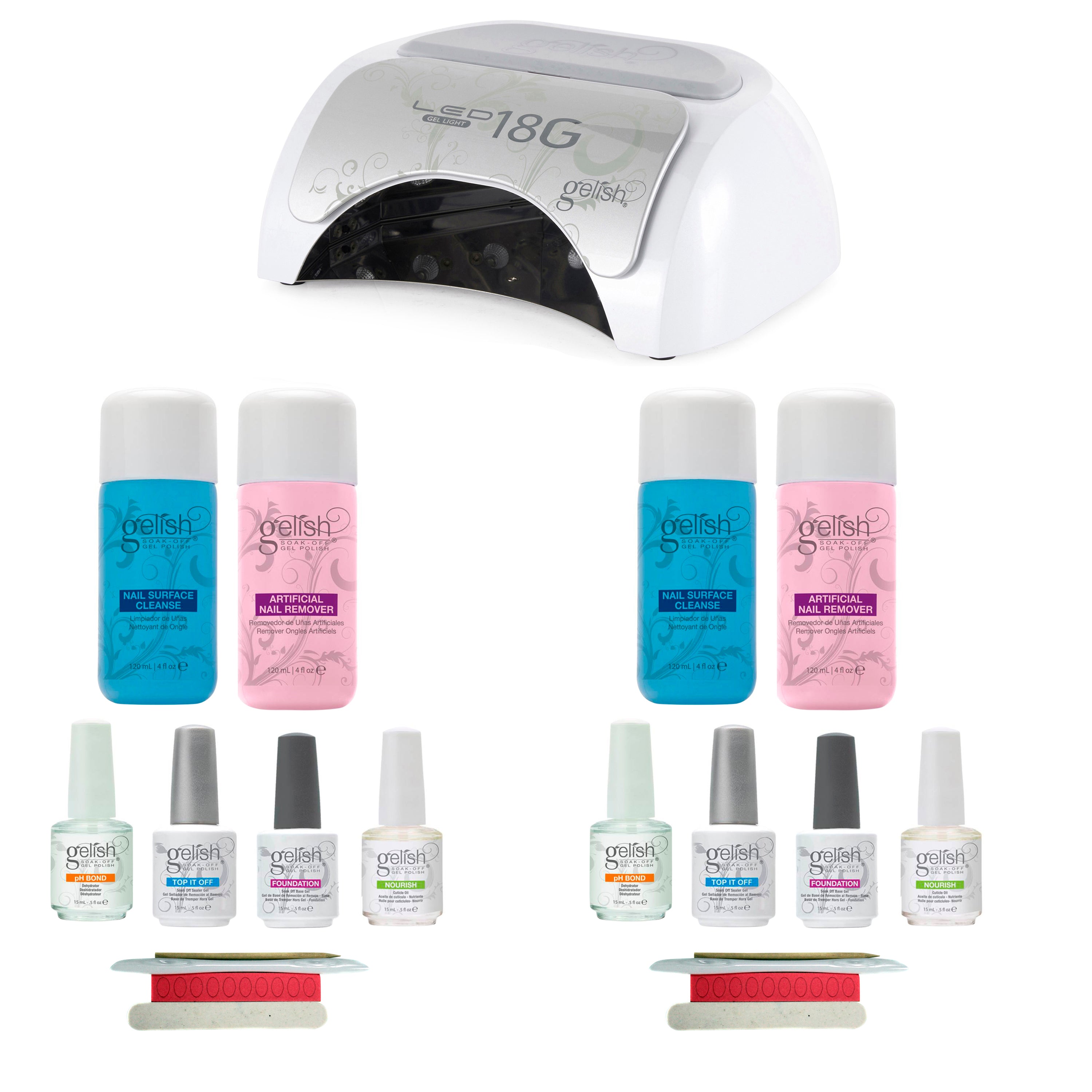 Gelish Nail Polish Dryer Cure LED Lamp Light and Full Basix Care Kit (2 Pack) - VMInnovations