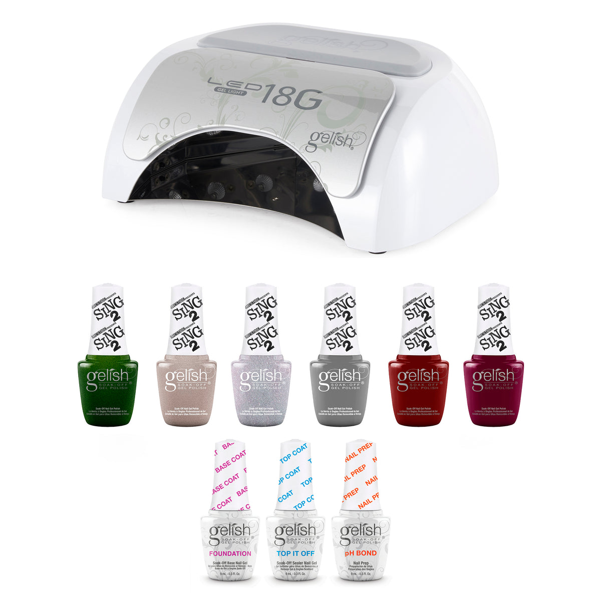 Gelish Complete Manicure Kit w/ 18G Curing Light, Terrific Trio & Winter Sing 2