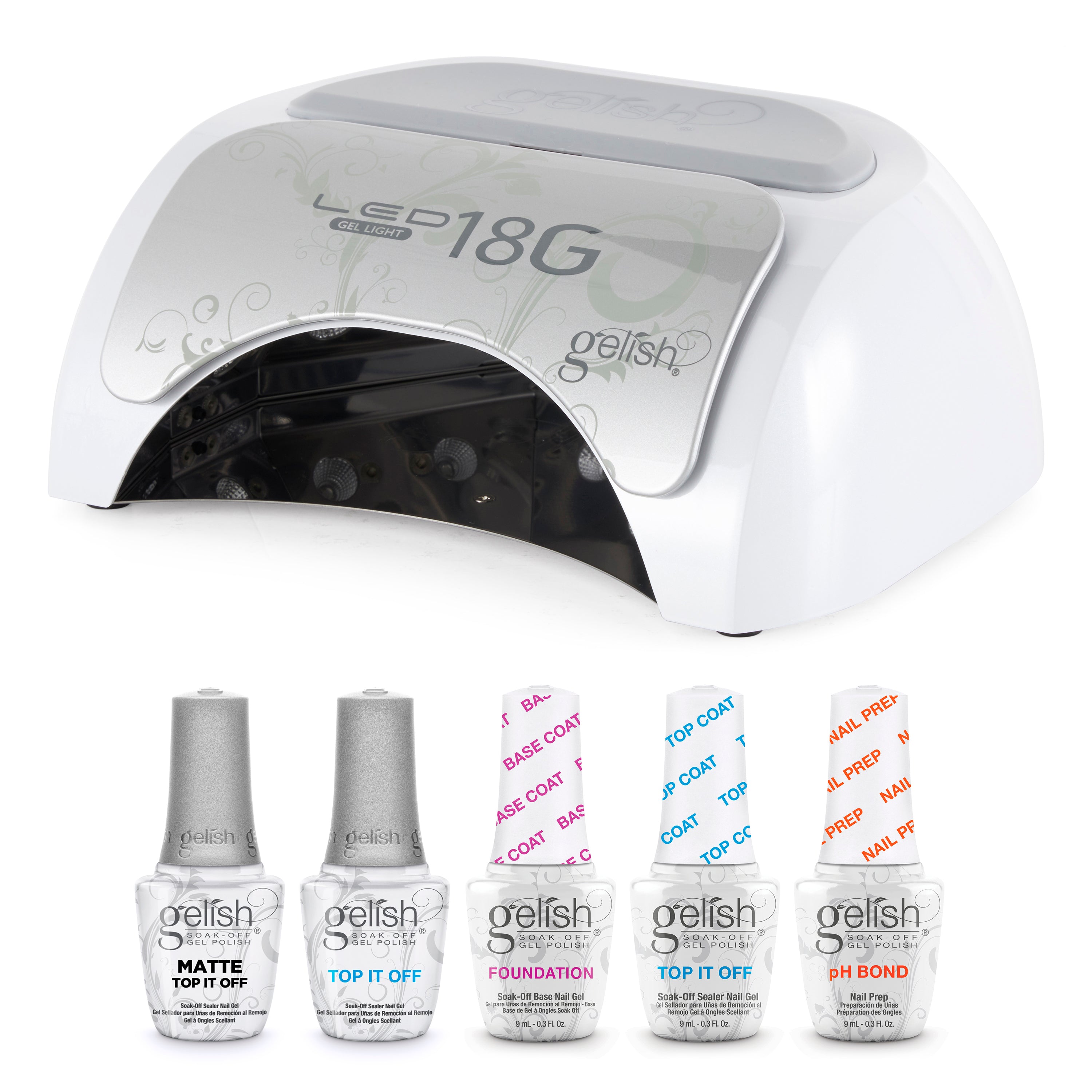 Gelish Gel Nail Polish Curing LED Light Lamp Dryer w/ Topcoat Finish & Basic Kit - VMInnovations