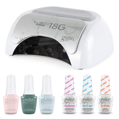 Gelish Manicure Kit w/ 18G LED Curing Light, Terrific Trio & Full Bloom Polish - VMInnovations