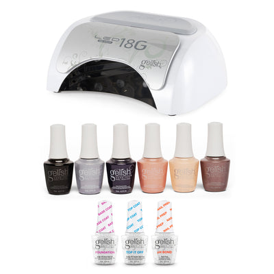 Gelish Manicure Kit w/ 18G LED Curing Light, Terrific Trio & Mini Neutral Polish - VMInnovations