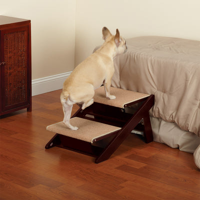 Pet Studio 13 Inch Tall Nonslip Cat Dog Pet Stair Ramp, 2 Step, Pine (Used)
