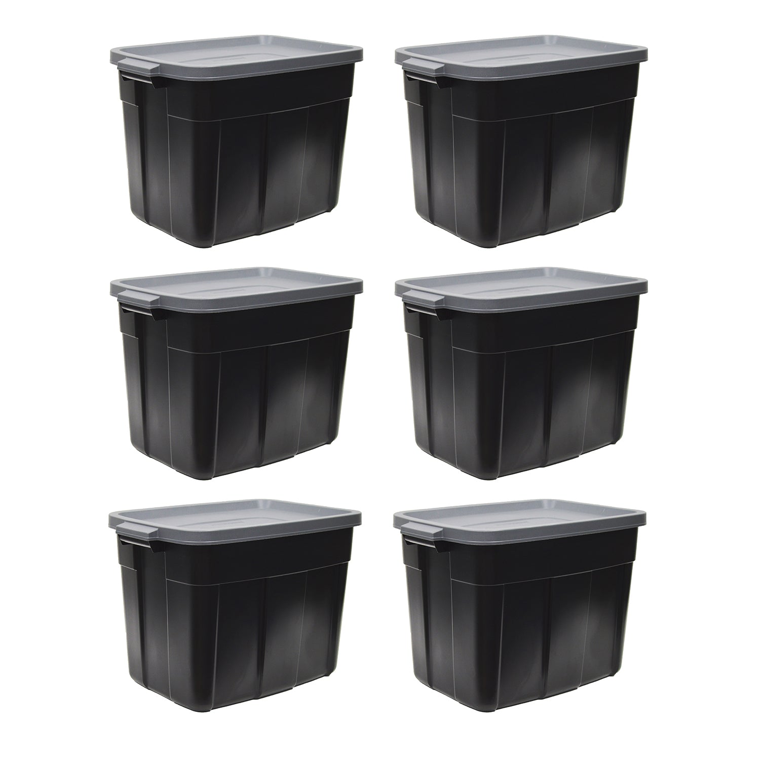 Rubbermaid Roughneck 18 Gal Storage Container Organizer, Black & Gray (6 Pack) - VMInnovations