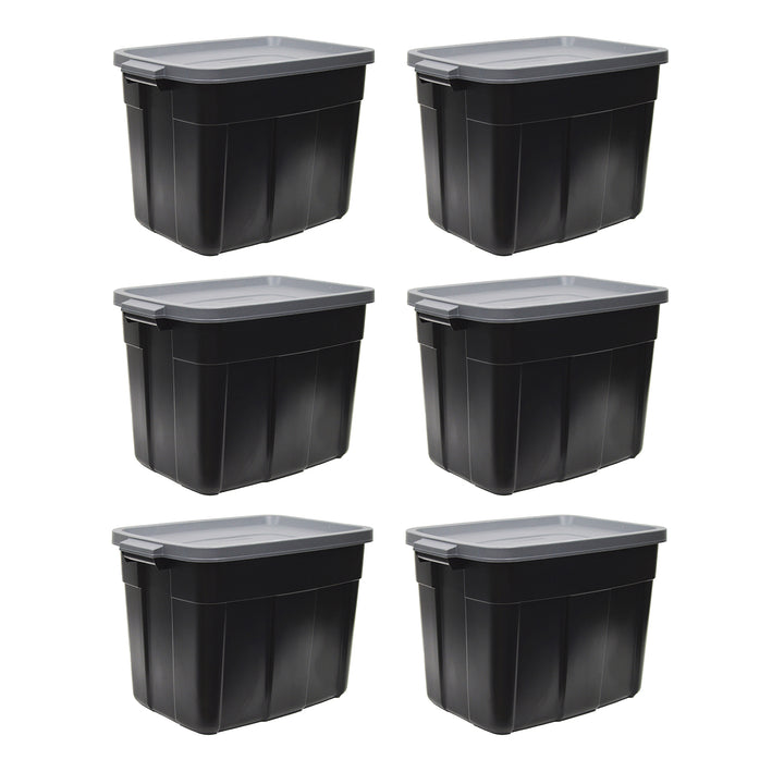 Rubbermaid Roughneck 18 Gal Storage Container Organizer, Black & Gray (6 Pack)