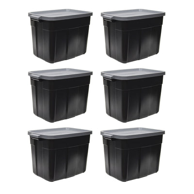 Rubbermaid Roughneck 18 Gal Storage Bins, Black/Cool Gray (6 Pack) (Open Box) - VMInnovations