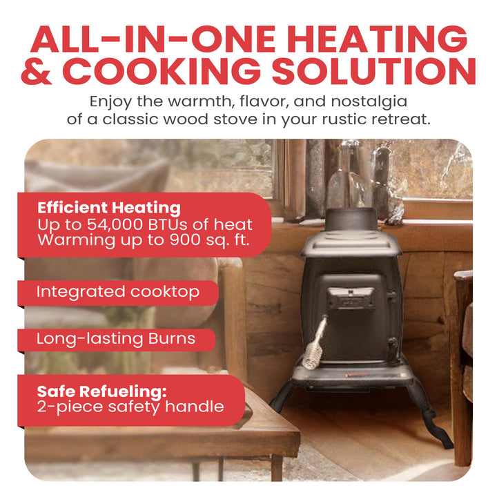 US Stove Company 900 Square Ft Clean Burning Cast Iron Wood Stove (Open Box) - VMInnovations