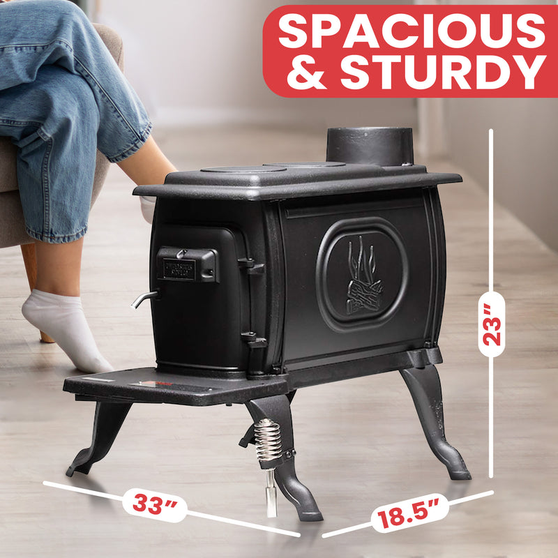 US Stove Company 900 Sq Ft Clean Burning Cast Iron Log Wood Stove (For Parts)