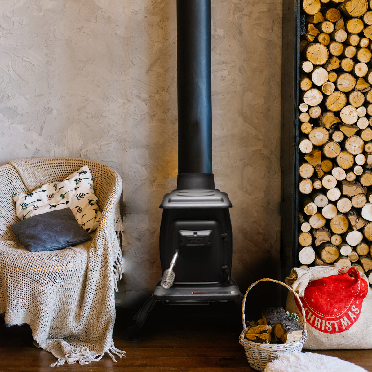 US Stove Company 900 Sq Ft Clean Burning Cast Iron Log Wood Stove (For Parts)