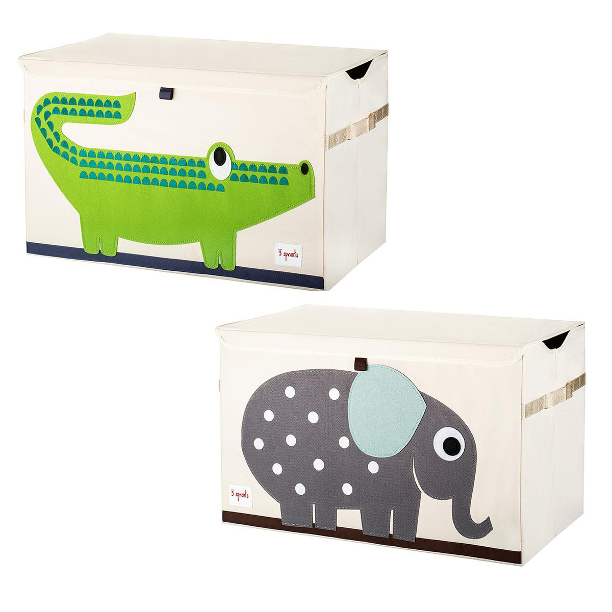 3 Sprouts Collapsible Toy Chest Storage Bundle with Crocodile, Elephant (2 Pack)