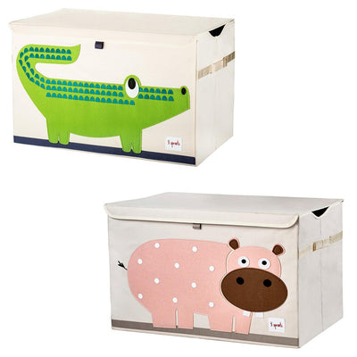 3 Sprouts Collapsible Toy Chest Storage Bin Bundle with Crocodile and Hippo