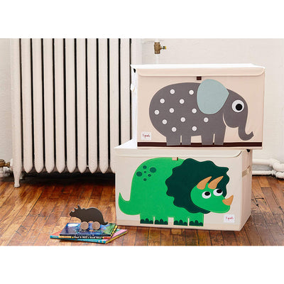 3 Sprouts Childrens Collapsible Toy Chest Storage Bin, Green Dinosaur (2 Pack) - VMInnovations