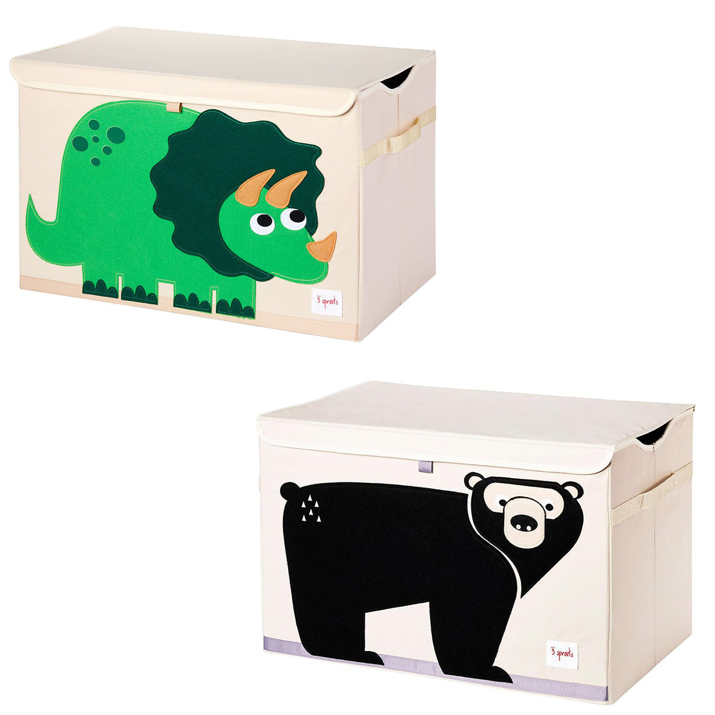 3 Sprouts Collapsible Toy Chest Storage Bin Bundle w/ Dinosaur + Bear (2 Pack)