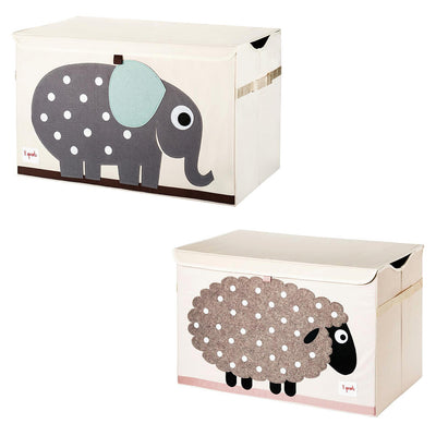 3 Sprouts Collapsible Toy Chest Storage Bin Bundle w/ Elephant + Sheep (2 Pack)