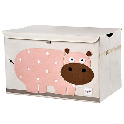 3 Sprouts Collapsible Toy Chest Storage Bin for Playroom, Hippo & Bear (2 Pack)