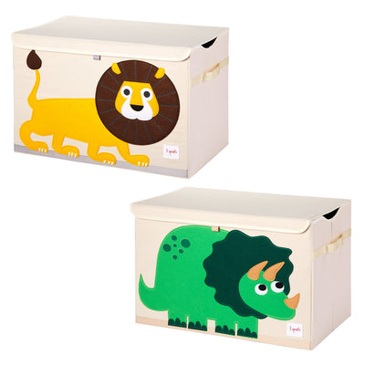 3 Sprouts Collapsible Toy Chest Storage Bin Bundle with Lion, Dinosaur (2 Pack)
