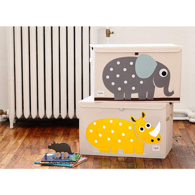3 Sprouts Foldable Storage Box & Cube Toy Chest Bin for Playroom, Yellow Rhino