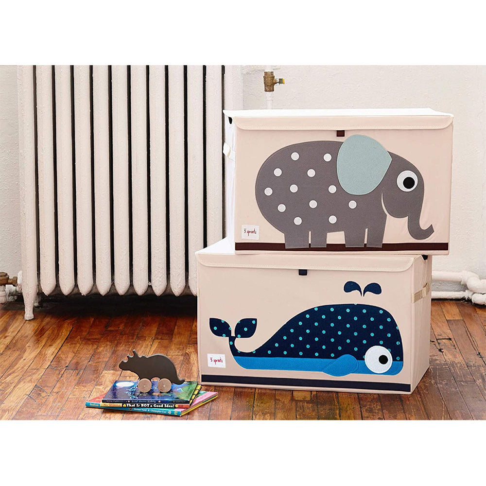 3 Sprouts Collapsible Toy Chest Storage Bin Bundle w/ Elephant + Whale (2 Pack)