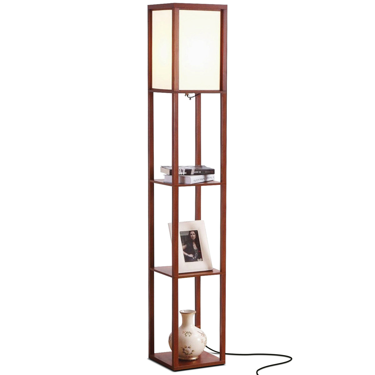 Brightech Maxwell Standing Tower Floor Lamp with Shelves and LED Light (Used)