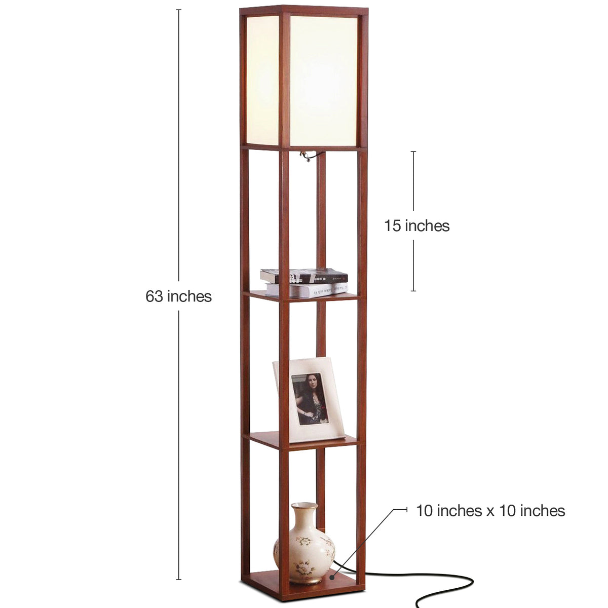 Brightech Maxwell Standing Tower Floor Lamp with Shelves and LED Light (Used)