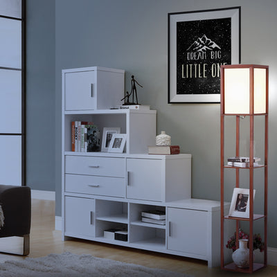 Brightech Maxwell Standing Tower Floor Lamp with Shelves and LED Light (Used)