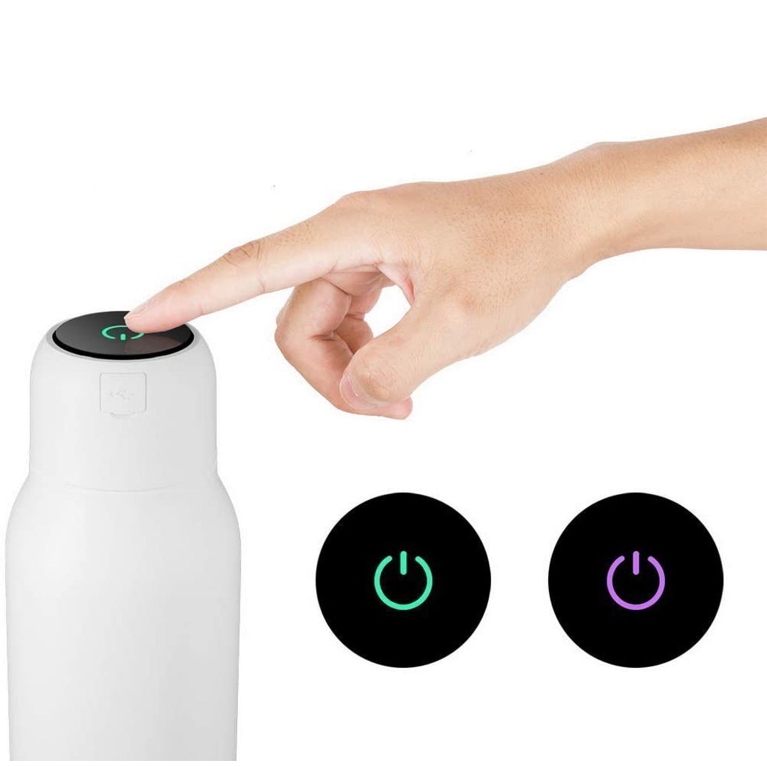 UVILIZER Pure Portable Water Bottle w/ Disinfecting UV LED Light Sanitizer Cap - VMInnovations