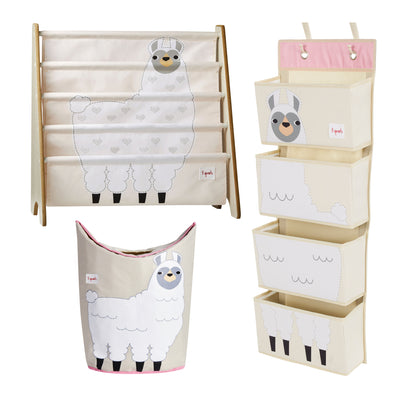 3 Sprouts Wall Hanging Organizer, Laundry Basket, & Shelf Organizer Rack, Llama
