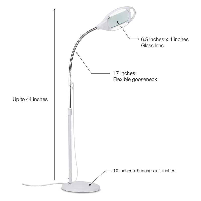 Brightech LightView Pro Magnifying 5 Diopter LED Floor Lamp, White (Used)