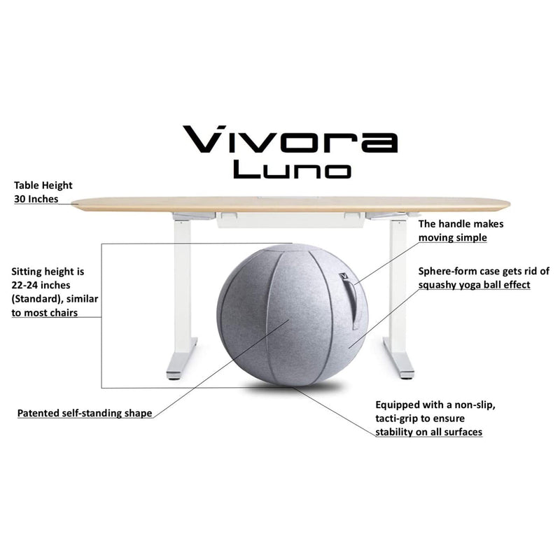 Vivora Luno Classic Felt Sitting Ball with Handle for Home and Office, Marble