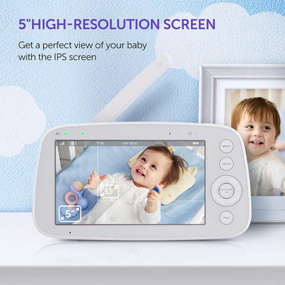VAVA Video Baby Monitor with 5-Inch 720P Handheld Screen and 2-Way Audio, White