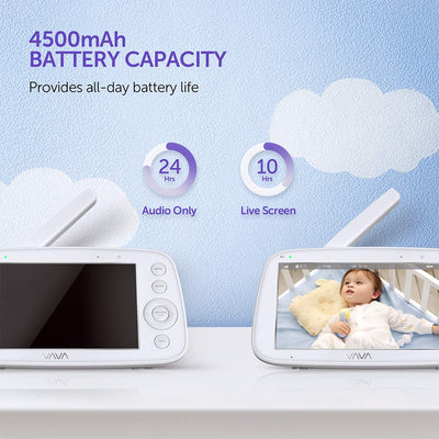 VAVA Video Baby Monitor with 5-Inch 720P Handheld Screen and 2-Way Audio, White