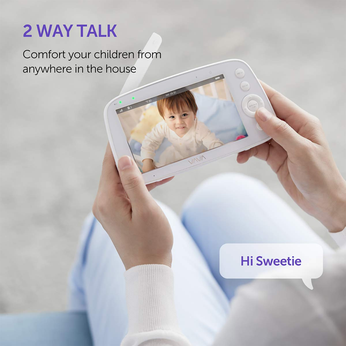 VAVA Video Baby Monitor with 5-Inch 720P Handheld Screen and 2-Way Audio, White