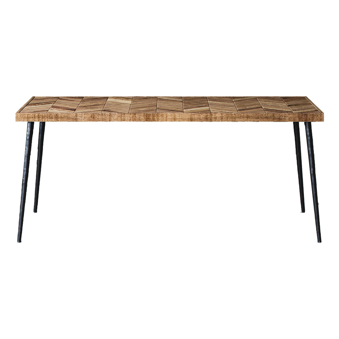 Mindful Living Rustic Mid Century Modern Wood & Iron Chevron Dining Table (Used)
