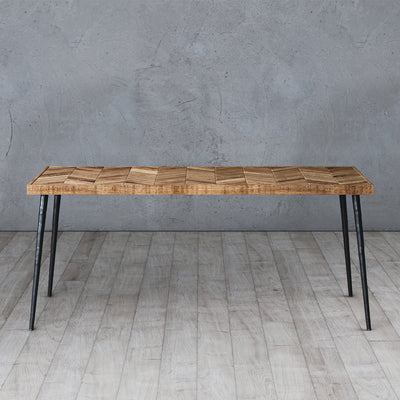 Mindful Living Rustic Mid Century Modern Wood & Iron Chevron Dining Table (Used)