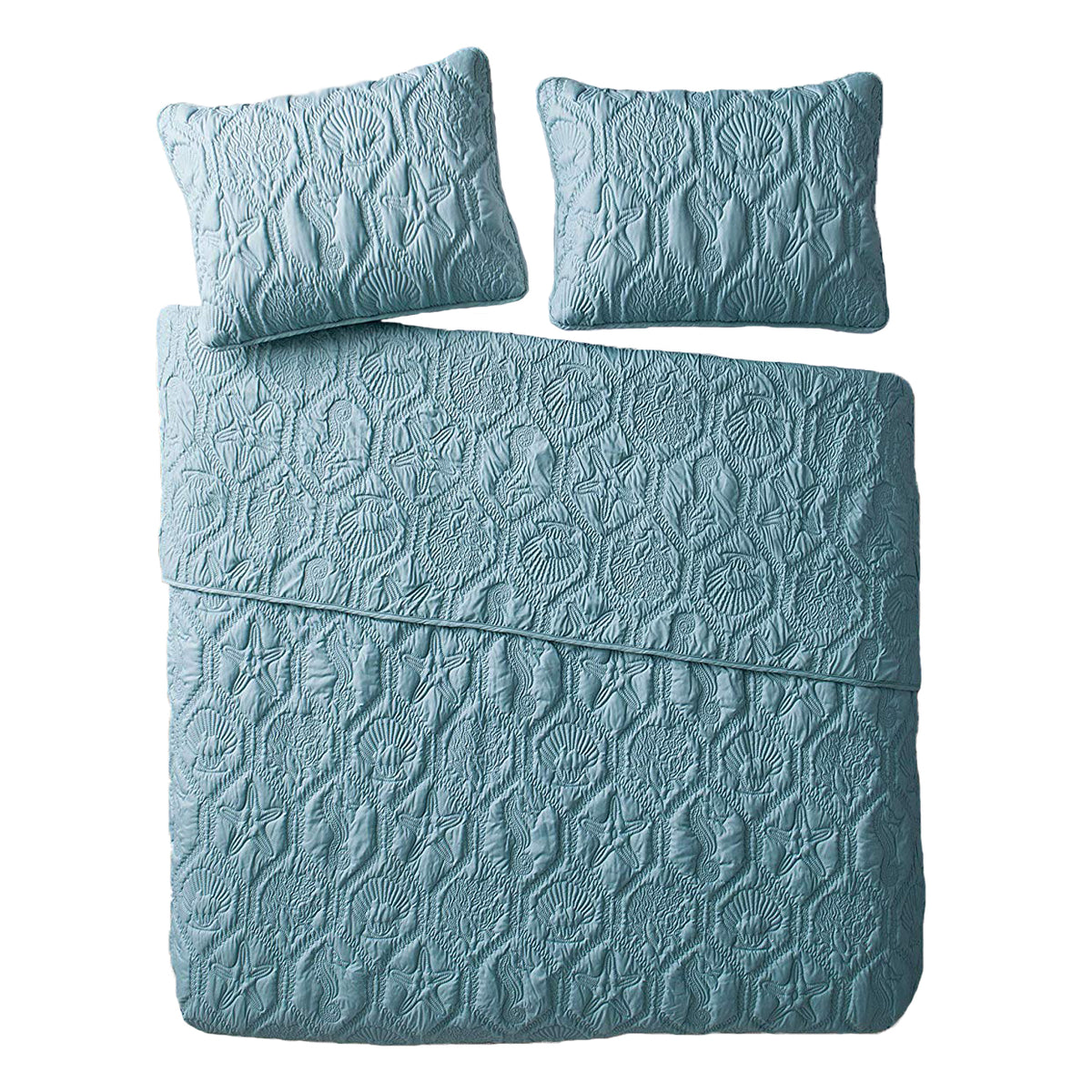 VCNY Home 3 Piece Reversible Bed Quilt and 2 Pillow Shams Set, King (Open Box)