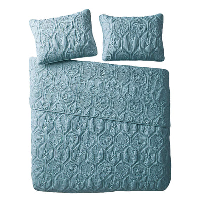 VCNY Home 3 Piece Reversible Bed Quilt and 2 Pillow Shams Set, King (Open Box)