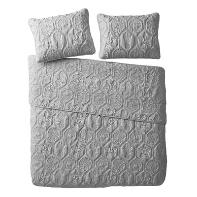 VCNY Home Shore Gray 3 Piece Bed Quilt and 2 Pillow Shams Set, King (Open Box)