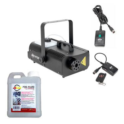 American DJ 1300 Watt 2.3 L Tank Mobile Fog Machine w/ Remotes & 1L Fog Fluid