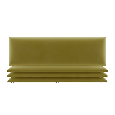 Vant 39 x 11.5 Inch Floating Upholstered Décor Wall Panels, Olive Moss (4 Pack)