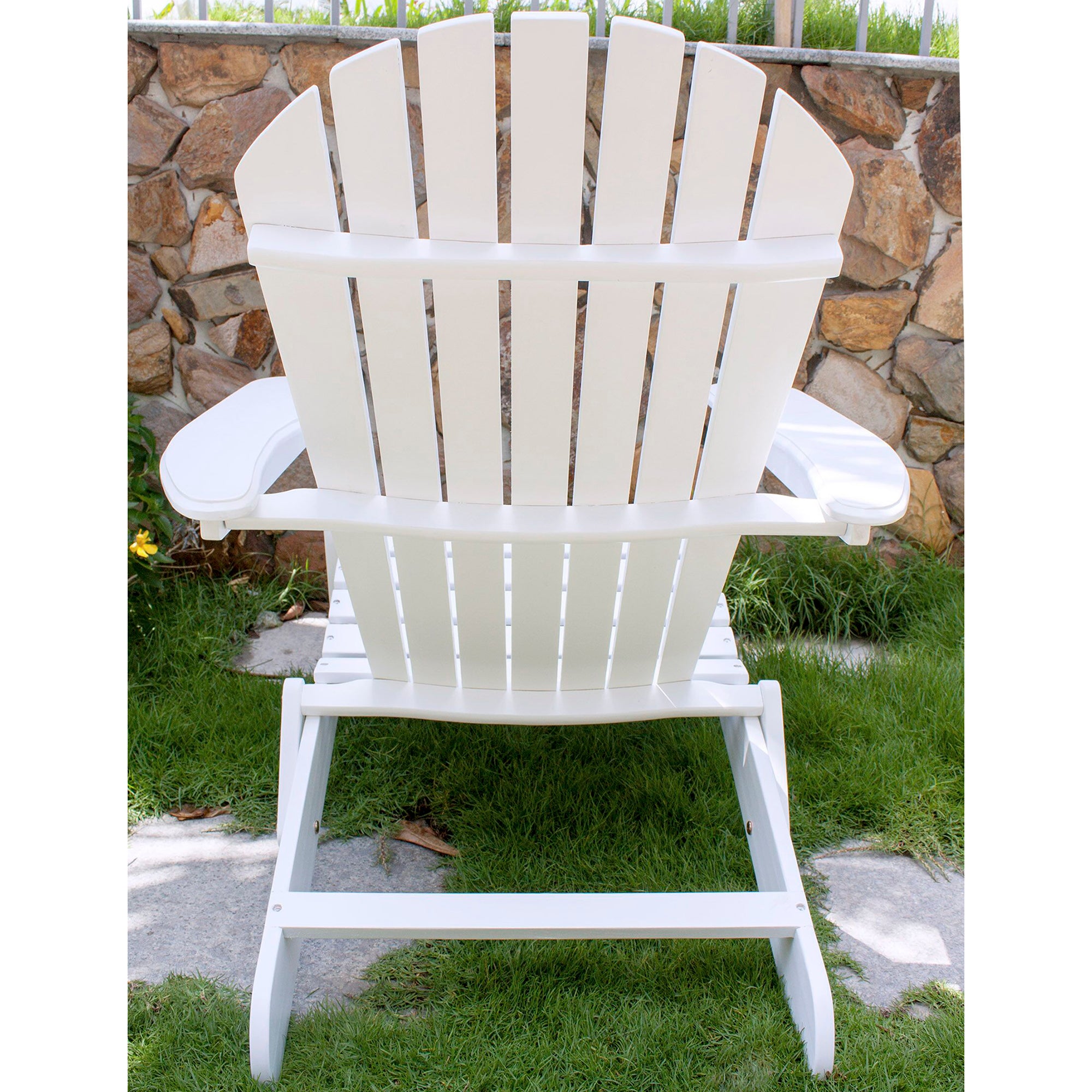 Northbeam Outdoor Acacia Foldable Wooden Deck Lounge Chair w/ Side Table, White