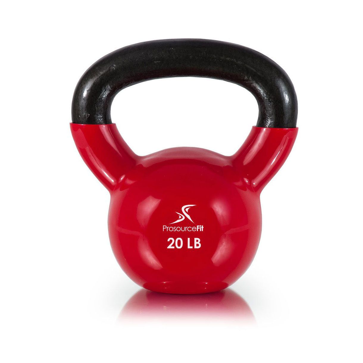 Prosource Fit 20 Pound Vinyl Coated Easy Grip Solid Cast Iron Kettlebell, Red