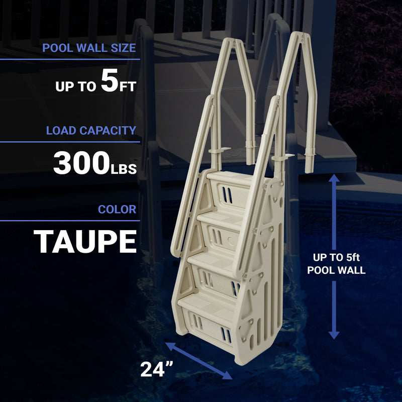 Vinyl Works 24 Inch In-Pool Step Ladder for Above Ground Pools, Taupe(For Parts)