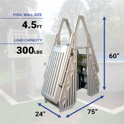 Vinyl Works AF 24 Inch Gated Entry Above Ground Pool Ladder, Taupe (For Parts)
