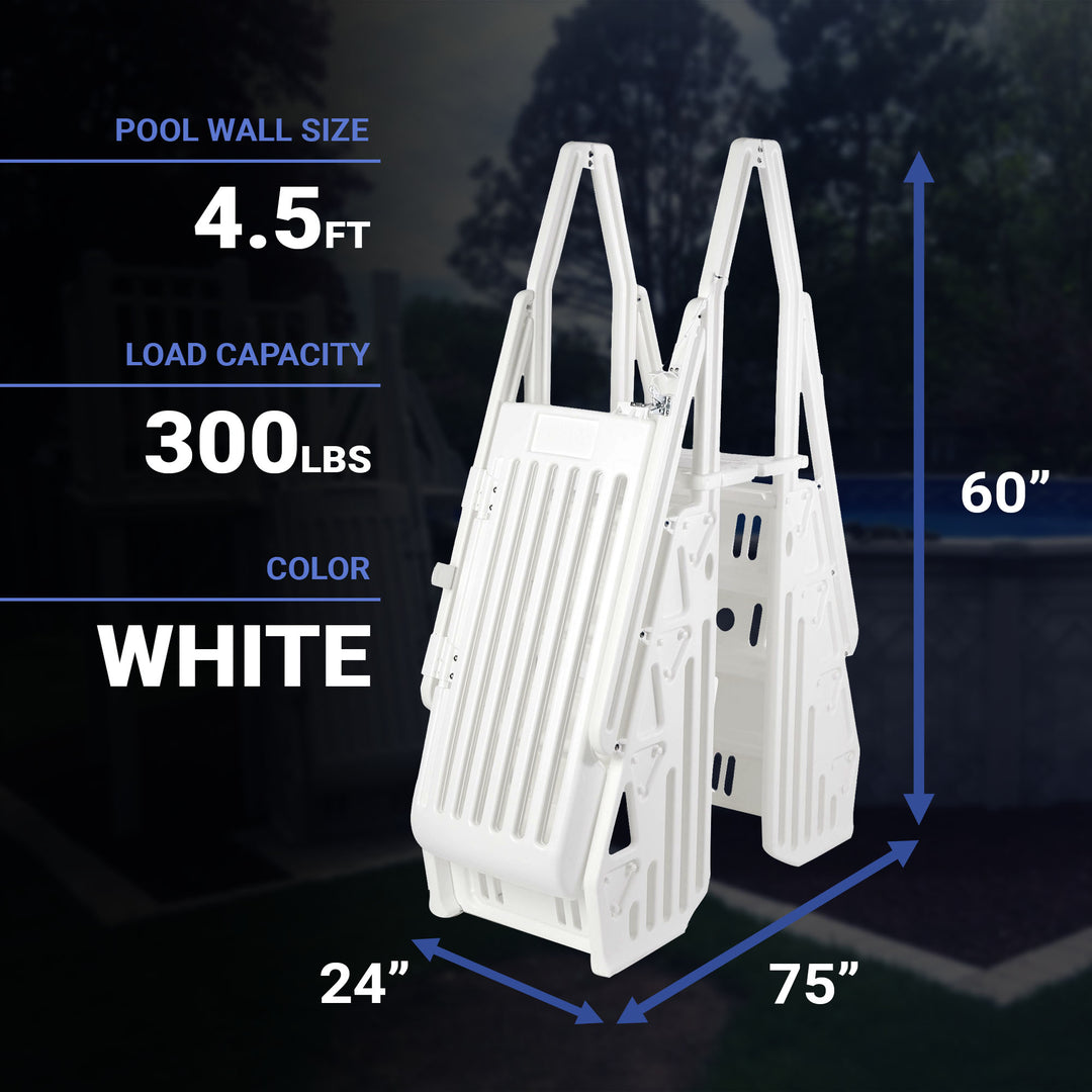 Vinyl Works Adjustable 24" Gated Entry Above Ground Pool Ladder White(For Parts)