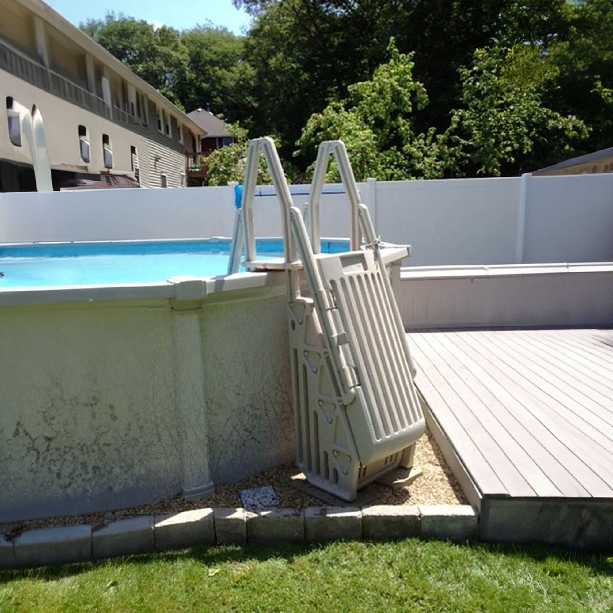 Vinyl Works AF 24 Inch Gated Entry Above Ground Pool Ladder, Taupe (For Parts)