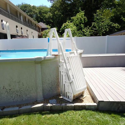 Vinyl Works Adjustable 24" Gated Entry Above Ground Pool Ladder White(For Parts)