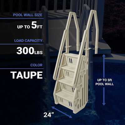 In Step 46 - 60" Above Ground Swimming Pool Ladder, Taupe (Open Box) - VMInnovations