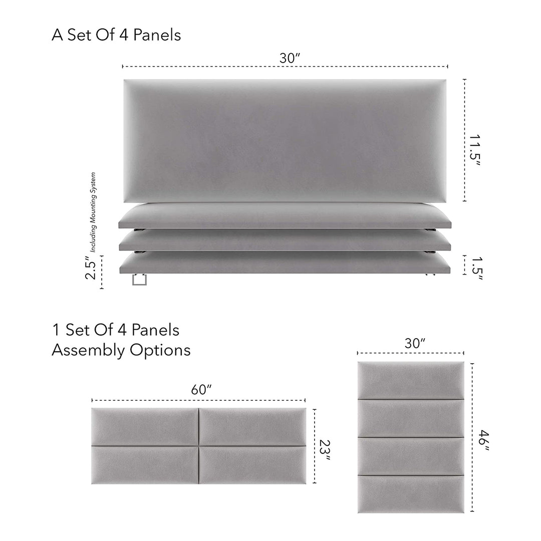 Vant 30 x 11.5 In Floating Decor Wall Panel, Platinum Gray (4 Pack) (Open Box)