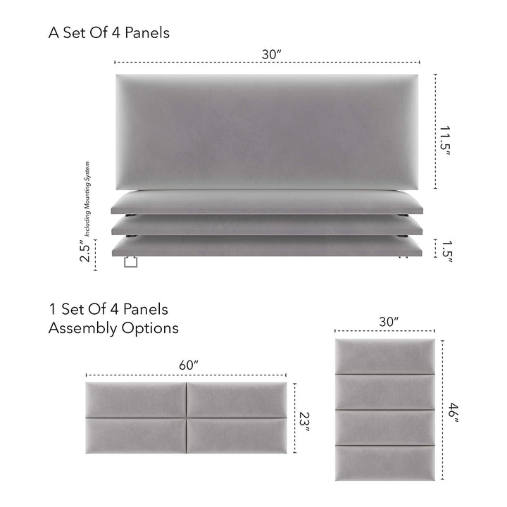 Vant 30 x 11.5 In Floating Decor Wall Panel, Platinum Gray (4 Pack) (Open Box)
